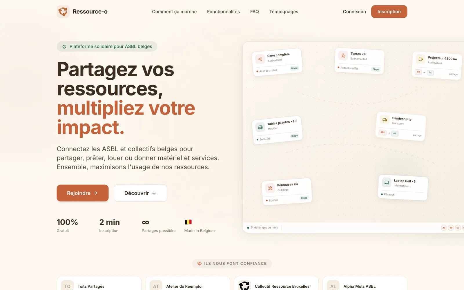 Page d'accueil de Ressourceo