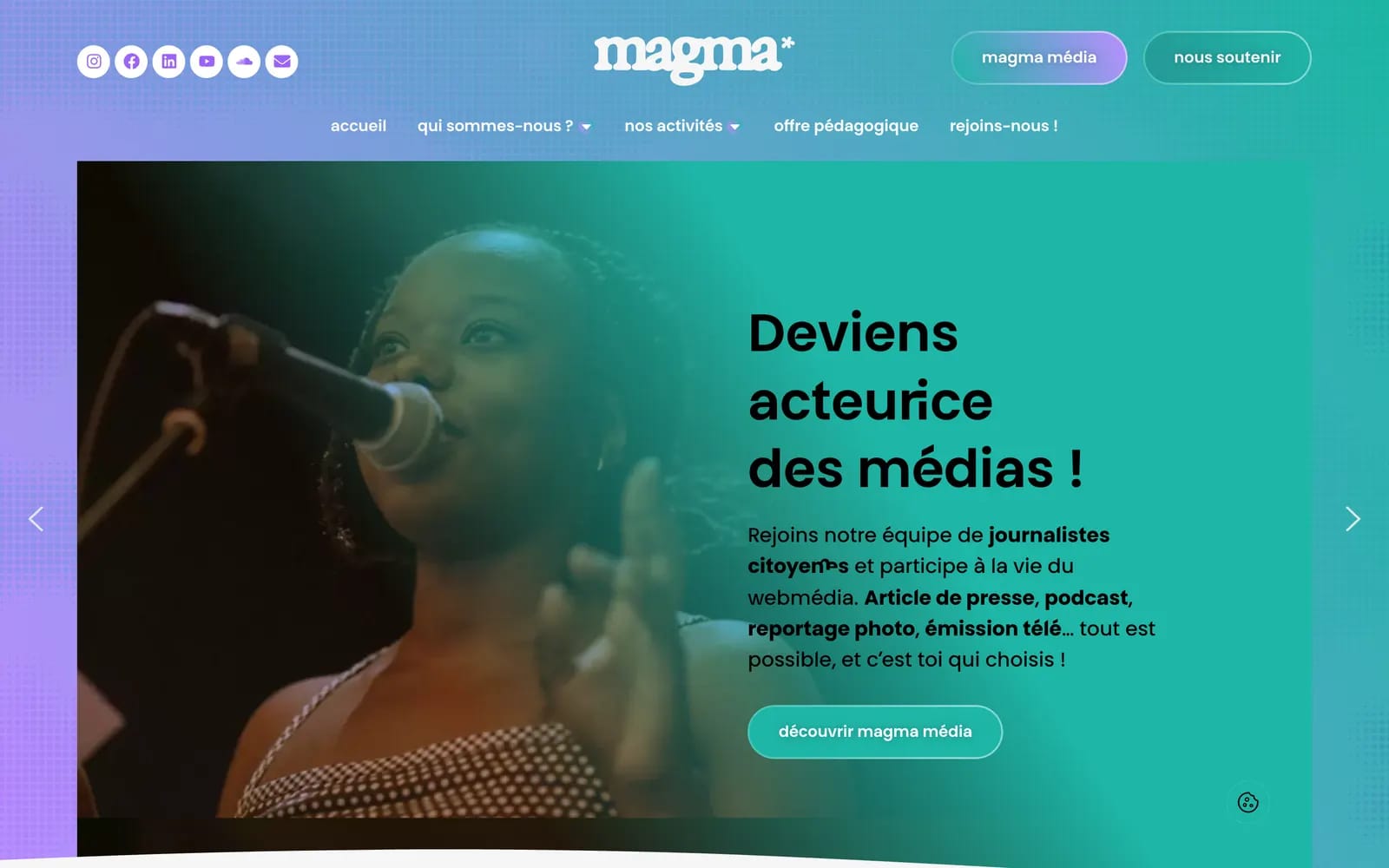 Page d'accueil du nouveau site de Magma